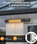 WiFi Controlled Infrared Outdoor Heater 1500 Watt Wall Mount Or Ceiling Mount 9 Heat Levels 24 Hour Timer Carbon Fiber Tube Heating