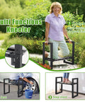 Woman using 3 In 1 Garden Kneeler And Seat Folding Heavy Duty Bench With Handles for Kneeling and Sitting in garden