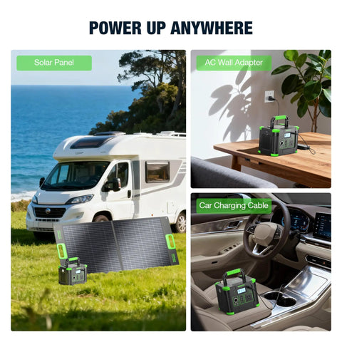 300W Portable Power Station With 100W Foldable Solar Panel For Off Grid Camping And Road Trips near RV and beach