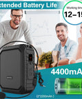 Bluetooth Voice Amplifier With Lapel Mic And Headset Microphone Pack, 18W IPX5 Waterproof Portable PA System displayed with battery info