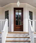 Three Light Outdoor Hanging Lantern In White Finish With Clear Beveled Glass 20 Inch Die Cast Aluminum Fixture on porch