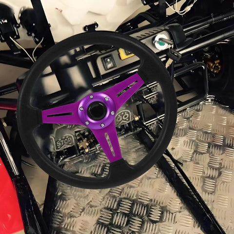 Detachable Racing Steering Wheel For Golf Cart ATV Kart Beach Buggy Purple Aluminum Alloy Quick DIY Install Multivehicle Compatibility Sports Steering Wheel For Vehicle Simulation And Outdoor Fun