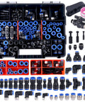 200 Piece Pneumatic Air Hose Push To Connect Quick Release Fittings Set With Straight Unions Elbows Tees Y Splitters Valves And Caps Comprehensive Connector Assortment Kit in organizer case