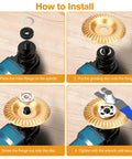 Ultimate Wood Carving Kit For Angle Grinder 14 Piece Set installation process with carving wheels and wrench