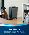 Dog sitting near Air Purifier Replacement Pet Pro Filter Pack For Air 220 Model, Pet Hair Dander Odor Filtration unit