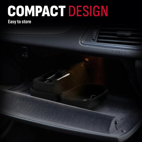 NACS To J1772 EV Charger Adapter For Level 1 And Level 2 Charging, 80 Amps At 250 Volts, stored in car glovebox with tray