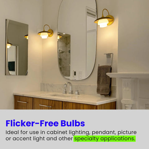 Bathroom with mirror view showcasing LED lighting fixtures and cabinets.