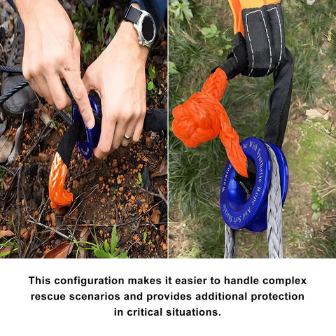 66000 Lbs Breaking Strength Winch Snatch Recovery Ring For Soft Shackle And Synthetic Rope Heavy Duty Snatch Block Ring For ATV UTV SUV Exterior Accessories Blue used with orange rope