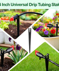 100 Pieces Drip Irrigation Stakes For 1/4 Inch Tubing in garden and flower bed setup