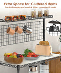 Workhorse Kitchen Bakers Rack With Wheels And Storage, 4 Tier Microwave Stand And Utility Cart, NSF Certified Commercial Metal Shelving, 42 By 18 By 63 Inch, Black, Includes 20 S Hooks