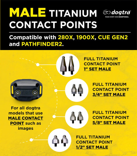 Full Titanium Contact Points Set Of 2, 1 Inch Male, Hypoallergenic And Lightweight Training Collar Accessories for 280X, 1900X, Pathfinder 2