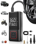 On The Go Cordless Tire Inflator Portable Air Compressor 150 PSI Auto Shutoff For Car Truck Motorcycle Bike Balls And Inflatables With LED Light and accessories