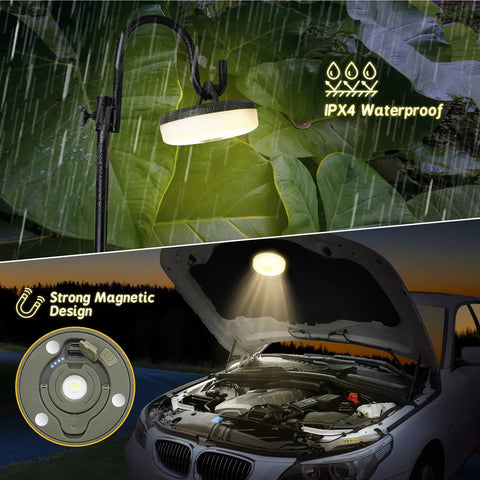 Rechargeable Camping String Lights 32.8ft With 8 Lighting Modes, Waterproof LED Tent Lights used as emergency car lantern
