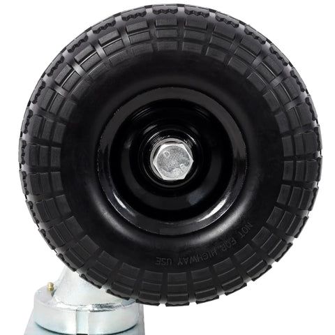 10 Inch Dual Flat Free Swivel Caster Ready To Roll Built Tough For Rough Floors 660 Lb Heavy Load Capacity PU Foam Wheel With Roller Bearing Zinc Plated Industrial Swivel Wheel For Fragile Equipment Transport, front view