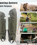 Tactical Leg Gaiters For Outdoor Hunting And Hiking Ultralight Waterproof Breathable Anti Tear Oxford Fabric Full Zip Trail