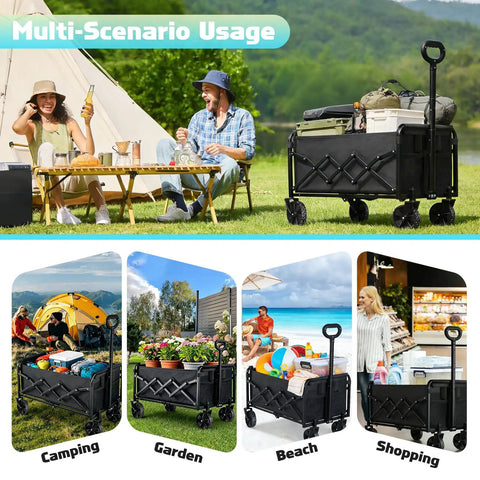 Heavy Duty Folding Wagon For All Terrain Use With 280 Lb Load Capacity Collapsible Utility Wagon On Wheels Beach Grocery