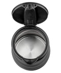 Top view of On The Go 0.85 Quart Collapsible Kettle With Dual Voltage Hidden Heating Element Black Finish Ultra Portable Travel Cup For Dorms Hotels Camping And More