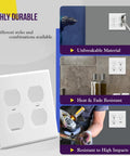 2-Gang Duplex Receptacle Wall Plate In White, Built Tough Polycarbonate Thermoplastic, Impact And Heat Resistant