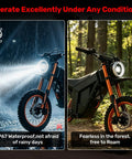 Upgraded Headlight Kit For Tuttio Soleil01 Electric Drit Bike with LED front lamp showing waterproof feature and forest use