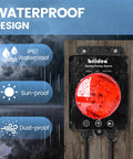 Smart WiFi Sump Pump Alarm With Real Time App Alerts, Indoor Outdoor Water Level Monitor, IP67 Waterproof, 110dB Alarm And LED Indicator, GeniLife App Notifications, Ideal For Basements And Septic Sump Systems installed on wood board in rain
