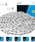 Universal Bike Chain for Six to Twelve Speed Bikes with Tough as Nails Strength, shown coiled with packaging.