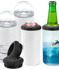 Premium 4 Pack 16 Oz Sublimation Beer Can Cooler Blanks Vacuum Insulated Stainless Steel Tumblers with lids and custom print design