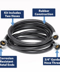 Rubber hoses with corrosion-resistant metal ends from Tankless Water Heater Descale Kit With 2 Gallon Submersible Mag Drive Pump Pail Hoses And Non Toxic Descaler Powder For Fast No Fuss Easy Cleaning Of Most Tankless Units For Any Home Or Small Business Descale This Easy Kit Today