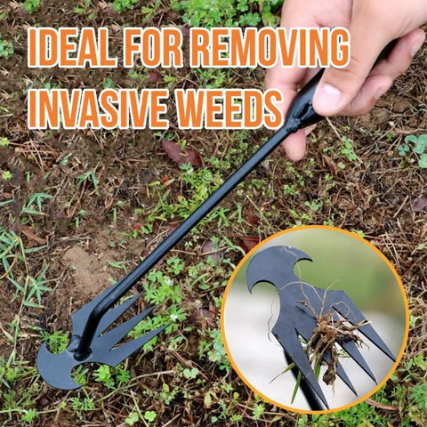 4 Claw Manganese Steel Weed Puller With Lever Design removing invasive weeds in garden