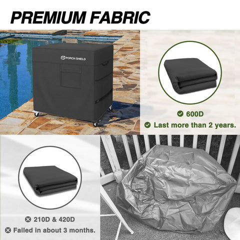 Waterproof Rolling Cooler Cart Cover for 80-100 Qt fits ice chests, black 600D polyester, poolside patio use.