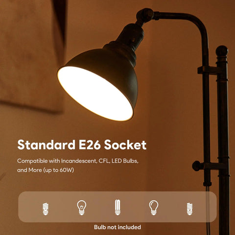 Rustic Bronze Adjustable Desk Lamp With Industrial Metal Task Lighting, 25 To 29 Inch Reach, close-up on E26 socket