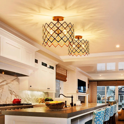 Crystal Chandelier 3 Light Pendant Ceiling Light Modern Fixture for Bedroom Living Room Hallway Kitchen Bar Dining view