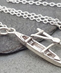 Outrigger Canoe Charm Necklace For Women Sterling Silver Dainty Handmade Ocean Boat Pendant 18 Inch Minimal Layering Jewelry