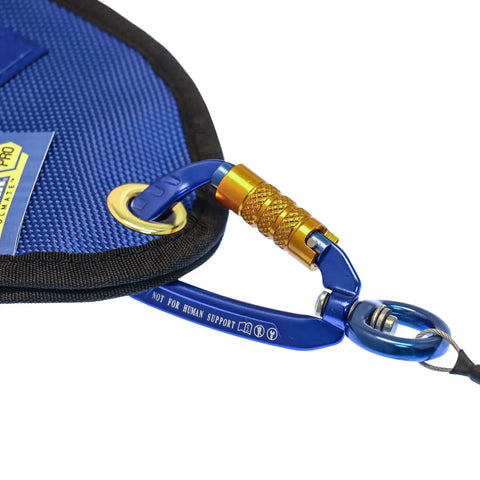 Pro ToolMate Retractable Tool Tether And Smartphone Jacket Kit 1 Lb Heavy Duty Lanyard close-up of carabiner and fabric loop