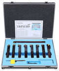 Accusize 9-piece indexable turning and boring tool set, 5/8 in shank, TiN-coated C6 inserts for steel, in a metal case