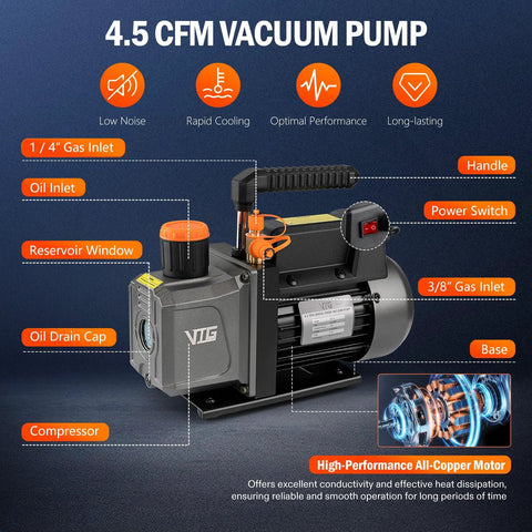 Front view: VTG VOGTEN 5-gallon stainless steel vacuum chamber with pump; degassing kit for wood resin silicone epoxy
