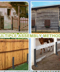 Heavy Duty Fence Post Repair Kit for Wood Posts with Ground Stakes and Post Anchors, multiple assembly methods shown