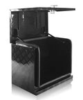 Rock Solid Aluminum Generator Tool Box Waterproof Storage Cabinet With Deadbolt Lock Made For The Backyard Killer Weather Shield, open view.