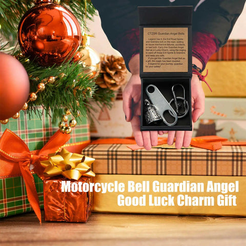 Two Pack Motorcycle Bell Set With Gift Box And Legend Card, Weatherproof Badass Good Luck Charm For Riders, Black And Blue