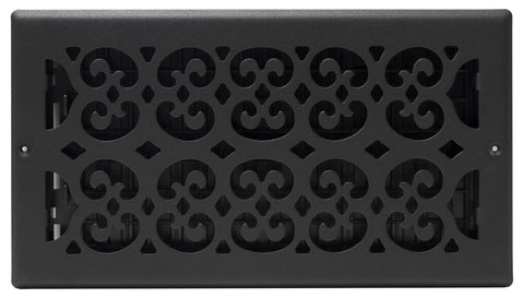 Scroll Design Wall and Ceiling Air Register 6 by 12 Inches Textured Black Powder Coated Finish Easy Install with Included Screws