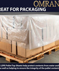 Clear LDPE Pallet Top Sheets 1 Mil Thick 60 X 60 Inch 250 Pack on pallets protecting boxes from dust and moisture.