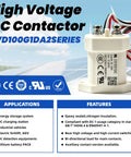 Rock Solid Heavy Duty High Voltage Direct Current Contactor 1000VDC 100 Ampere SPST Normally Open Switch with epoxy housing.