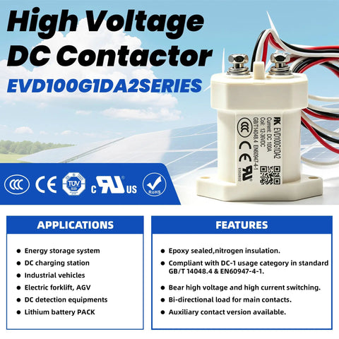 Rock Solid Heavy Duty High Voltage Direct Current Contactor 1000VDC 100 Ampere SPST Normally Open Switch with epoxy housing.