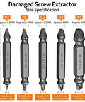 Damaged Screw Extractor Set Six Piece HSS Drill Bit Tools For Easy Removal Of Stripped Rusty Screws And Bolts Size Chart