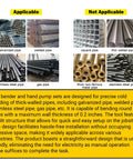 Heavy Duty Manual Hydraulic Pipe Bender With 20 Ton Force Quick Release Tubing Roller For Steel And Copper applicable pipe types