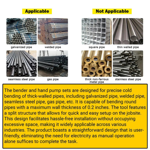 Heavy Duty Manual Hydraulic Pipe Bender With 20 Ton Force Quick Release Tubing Roller For Steel And Copper applicable pipe types