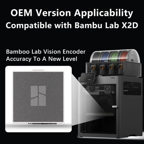 X2D Vision Encoder For Bambu Lab X2D Build Plate 3D Printer Sub 50 Micron Motion Accuracy High Precision Injection Molded Quality Printer Accessories Pro Grade, white calibration plate and X2D printer