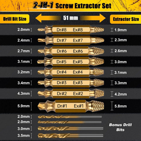 12 Piece Stripped Screw Extractor Kit With Drill Bits For Removing Stripped Rusty Or Broken Nuts And Bolts Easy Out Tools