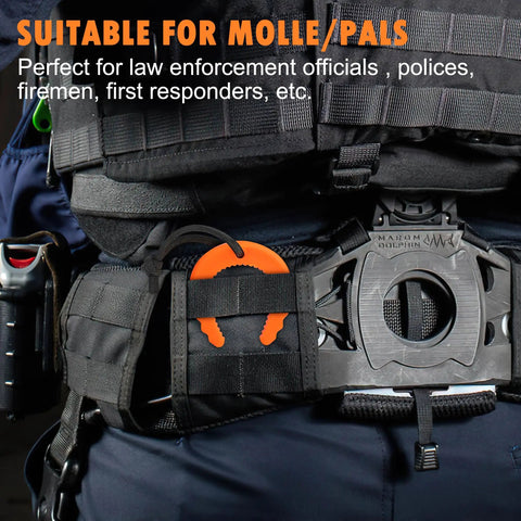 Bulletproof First Responder Door Stops 4 Piece Kit Emergency Police Kick Jammers Anti Slam Wedges attached to tactical vest.