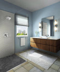 Modern bathroom with 24 Inch Polished Chrome Towel Rack Bar For Bathroom And Kitchen Easy Install Wall Mount Sleek Modern Towel Holder