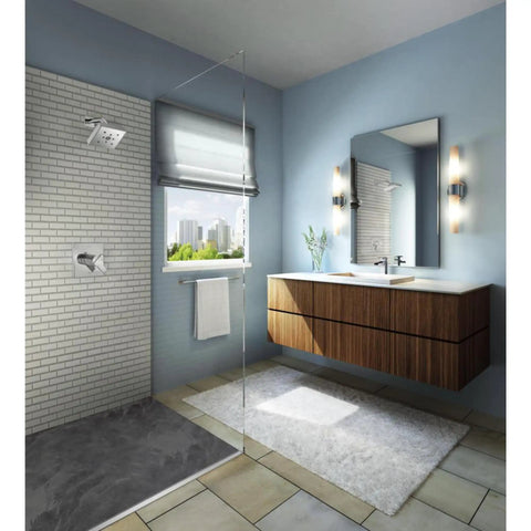 Modern bathroom with 24 Inch Polished Chrome Towel Rack Bar For Bathroom And Kitchen Easy Install Wall Mount Sleek Modern Towel Holder